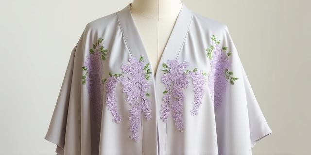 藤の花刺繍シルク着物